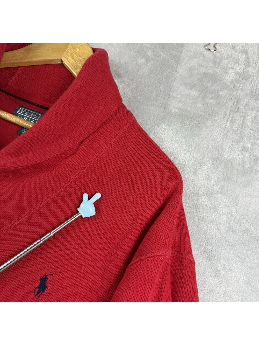 Polo Ralph Lauren Red Shawl Collar Pullover Sweatshirt Cotton Pony Logo Men XXL